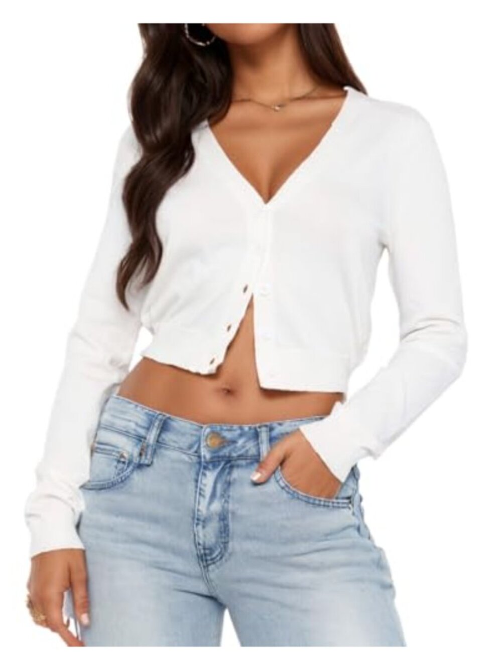 Lightweight Knit Cardigan for Women Long Sleeve V-Neck Open Front Casual
